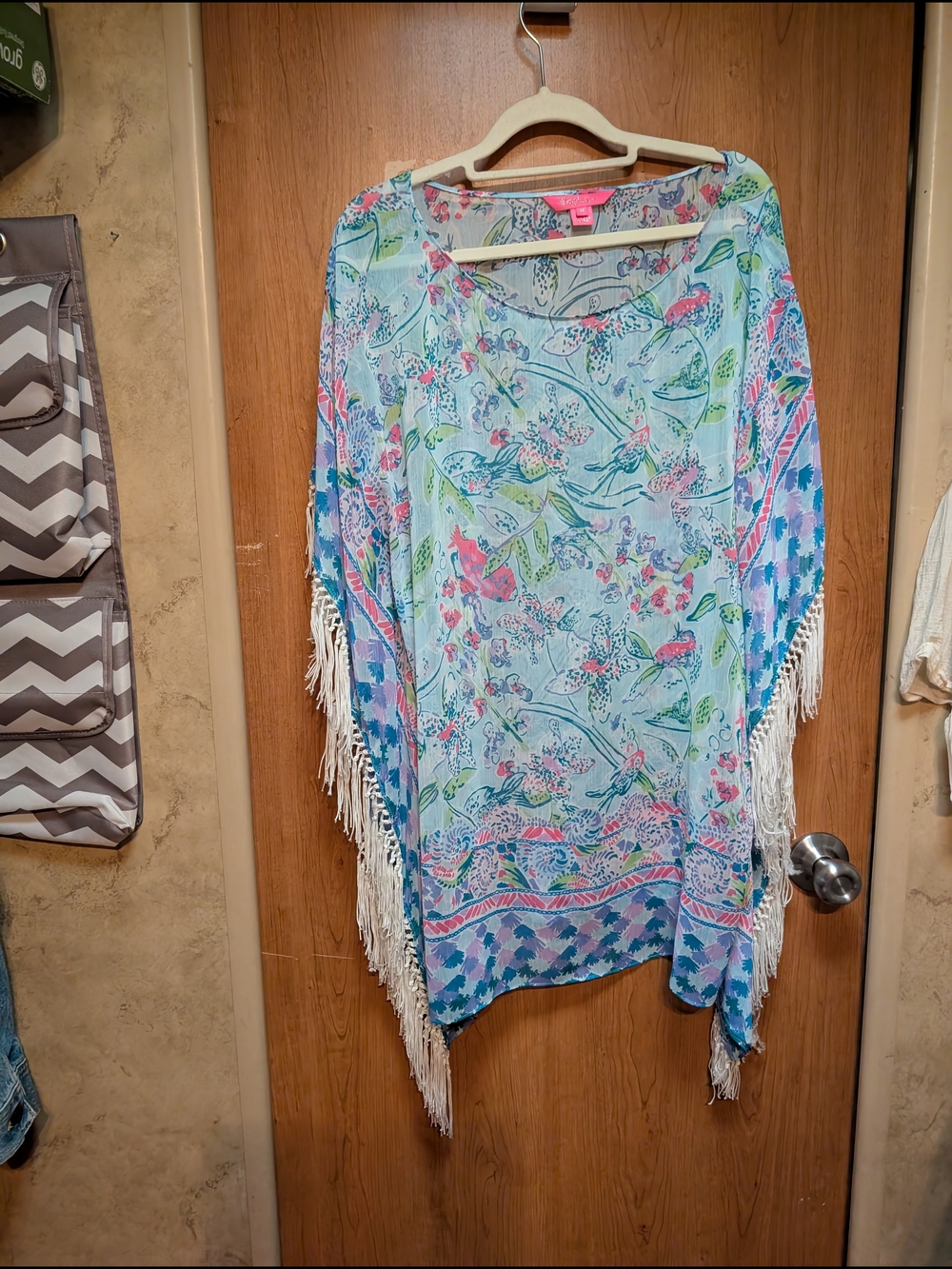 Lilly Pulitzer Light Blue Floral Fringe Swim Coverup